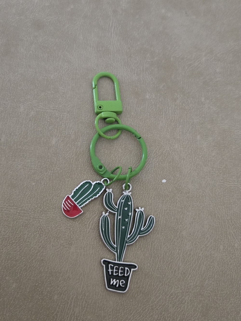 Green Cactus Keychain Bag Charm